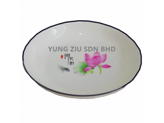 9^CERAMICS RICE PLATE(LOTUS)(1P)CNY(10539)